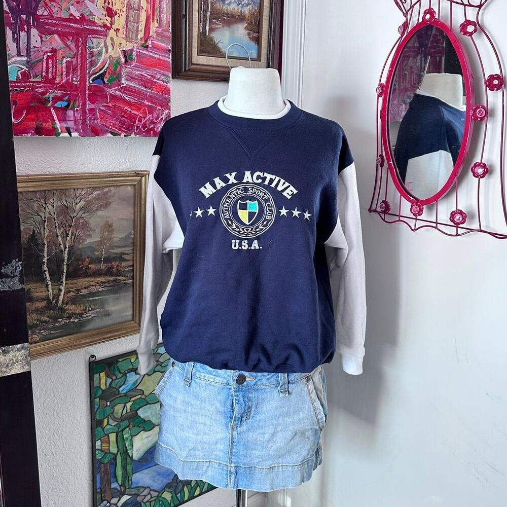 max active layered blue long sleeve sweatshirt